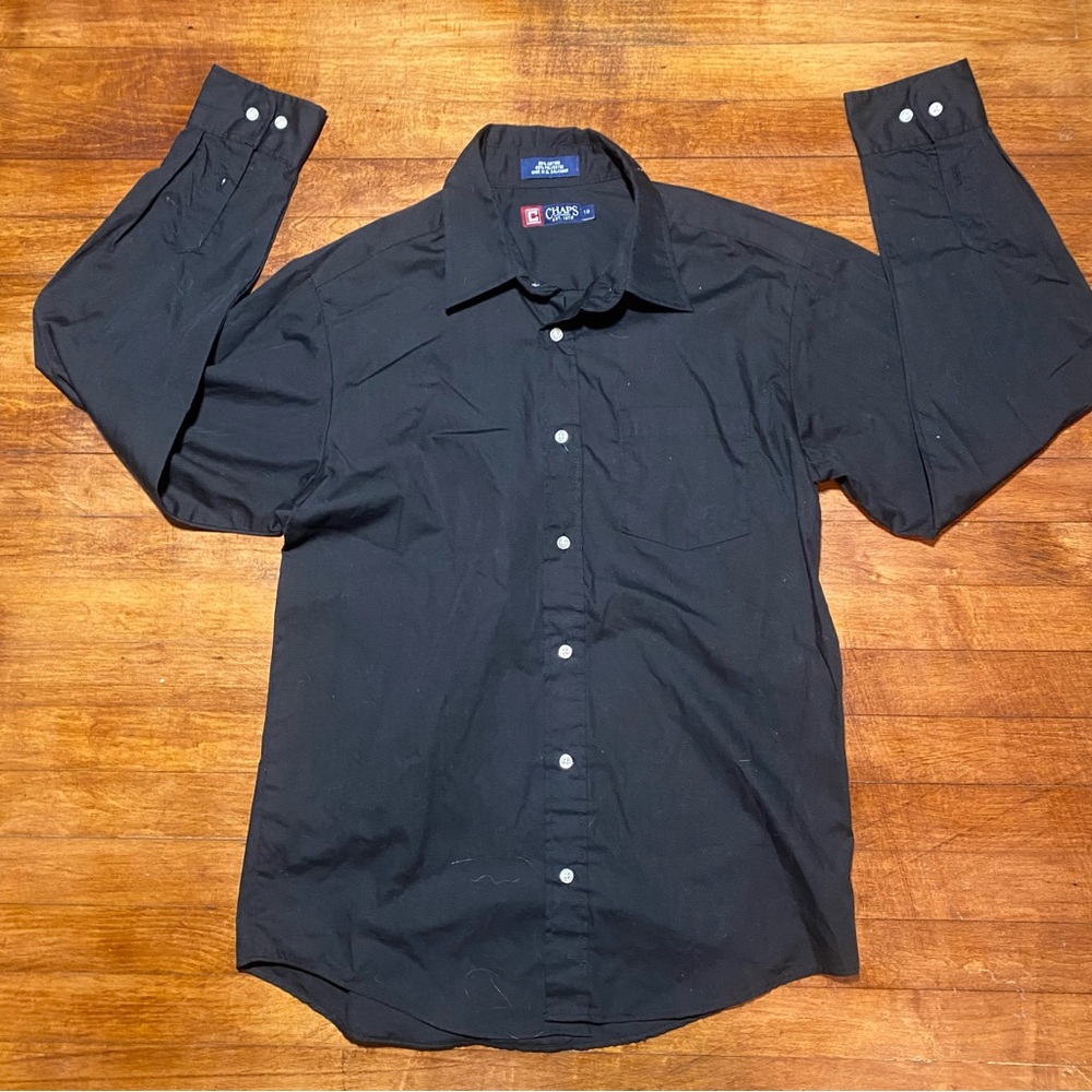 Chaps Black Button Down Size 18
